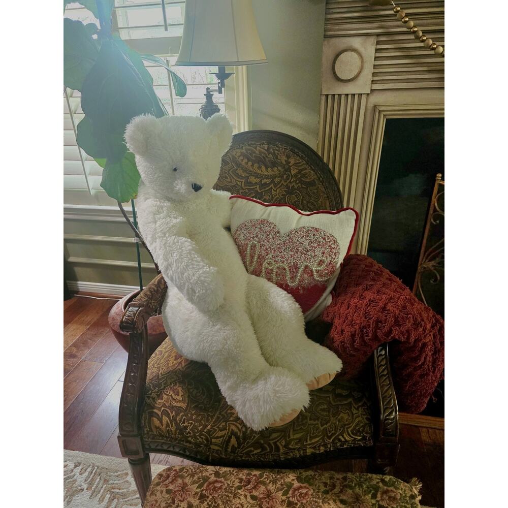Vermont Teddy Bear 3ft white bear lovey buddy Stuffed Plush RETIRED